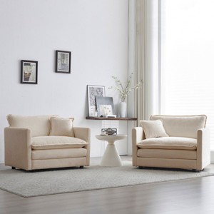 Wood Frame Accent Chair for Living Room Set of 2,Chenille Upholstered Accent Armchair with Toss Pillow,Modern Side Chair for Bedroom-Coolbibila - 1 of 4