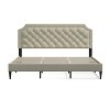 Glenwillow Home Curta Upholstered Platform Bed, Clipped Nailhead Trim with Button Tufting, Mattress Foundation, No Box Spring, Beige, California King - 3 of 4