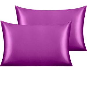 2 Pack Satin Pillowcases for Hair and Skin, Luxurious and Silky Pillow Cases with Envelope Closure - NTBAY - 1 of 4
