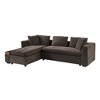 Merax L-Shaped Modern Chenille Fabric Sectional Sofa with Wooden Storage Compartment and Throw Pillows - 3 of 4