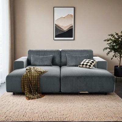 86.6-inch Double Chaise Lounge Sleeper Daybed 35D Full Foam Floor Plush Cloud Sofabed - Leovsnove