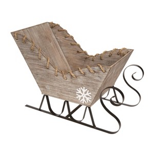 Transpac Wood 20.5 in. Brown Christmas Rustic Sleigh Decor - 1 of 2