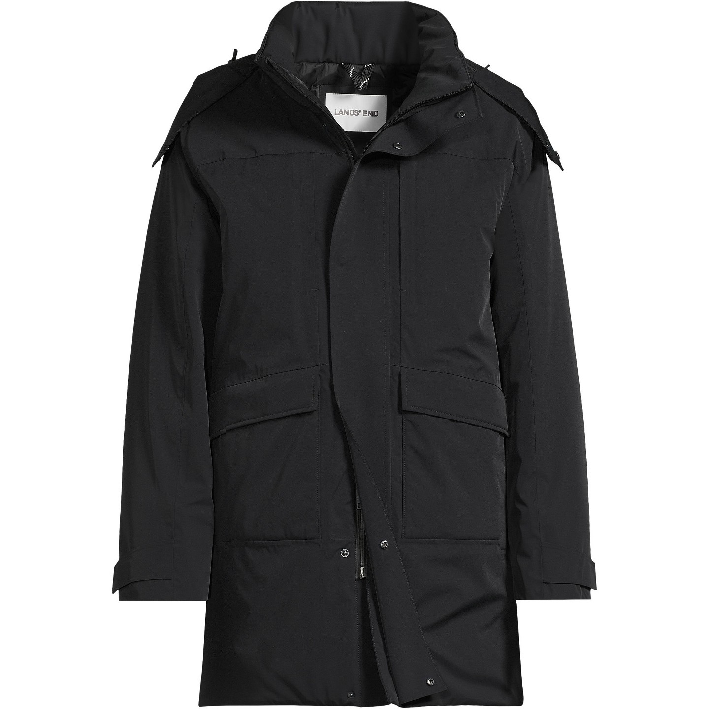 Мужская куртка Lands' End Squall Thermal Insulated Parka - Medium - Black, цвет: Чёрный — фото 3