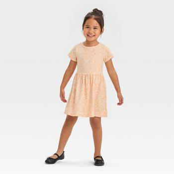 Toddler Girls' Floral Short Sleeve Dress - Cat & Jack™ Orange