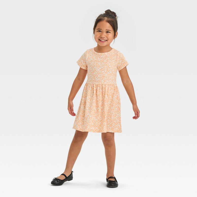 Toddler Girls' Floral Short Sleeve Dress - Cat & Jack™ Orange, 1 of 5