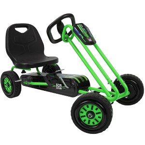 Rocket Pedal Go Kart W/ Ergonomic Adjustable Seat & Sharp Handling, Green - 1 of 4
