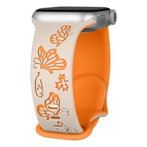 HTUTWOO Butterfly Engraved Apple Watch Band, Two-Tone Silicone Strap 38/40/41/42/44/45mm for iWatch Series 10 9 8 7 6 5 4 3 2 1 SE Ultra - 1 of 4