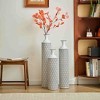 Angel Sar 3-Piece Metal Floral Vase Set, Black & White Diamond Pattern Floor Vases, Modern Ceramic Home Decor for Living Room - 4 of 4
