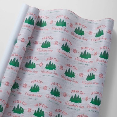 55 sq ft Fresh Cut Trees Gift Wrap White - Wondershop™