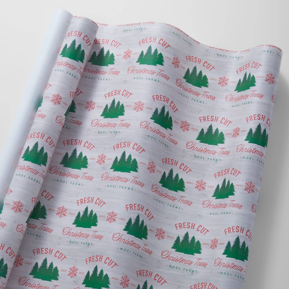 55 sq ft Fresh Cut Trees Gift Wrap White - Wondershop