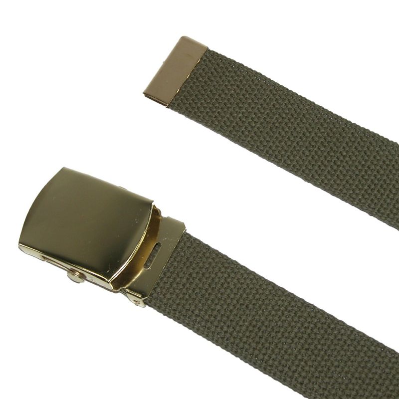 CTM Kids' Cotton Adjustable Belt with Brass Military Buckle, 2 of 3