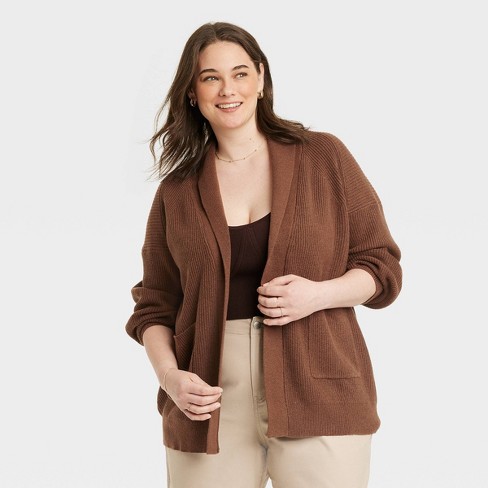 Women's Open Layering Cardigan - A New Day™ Brown XXL