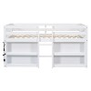 Okak Twin Size Wood Bunk Bed with Two-Tier Shelves & Safety Guardrail Low Loft Bunk Bed with LED for Kids, Easy Assemble, White - 4 of 4