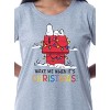 Peanuts Womens' Snoopy Wake Me Christmas Nightgown Sleep Pajama Shirt Grey - 2 of 4