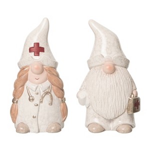 Transpac Small Terracotta Medical Gnome Set of 2 Christmas Home Decorations - 1 of 1