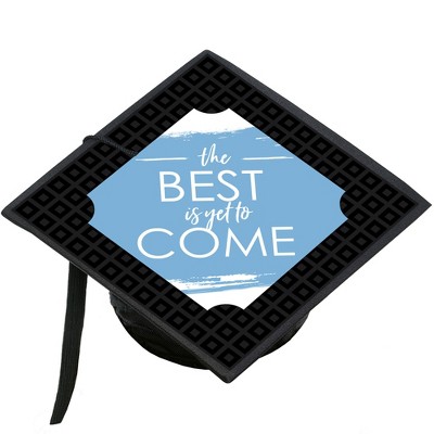 Big Dot of Happiness Light Blue Grad - Best is Yet to Come - Light Blue Graduation Cap Decorations Kit - Grad Cap Cover