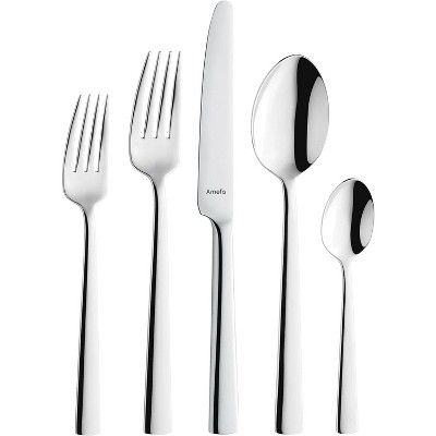 Amefa Moderno 20-Piece 18/10 Stainless Steel Flatware Set, High Gloss Mirror Finish, Silverware Set Service for 4, Rust Resistant Cutlery