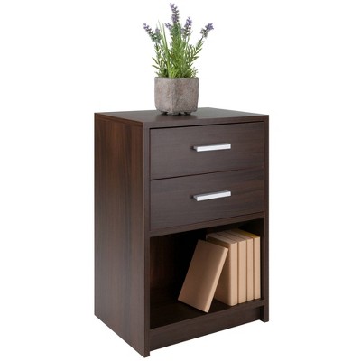 Transitional Cocoa Brown 2-Drawer Rectangular Accent End Table