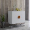 Solid Wood Square Shape Handle Design Sideboard Storage Cabinet - 2 of 4