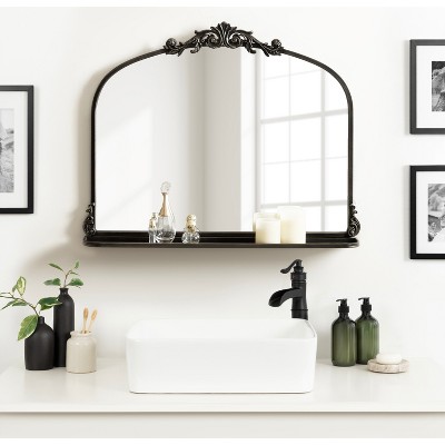 Arendahl Black Iron Arch Vanity Mirror with Shelf