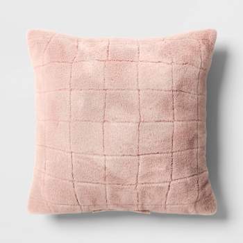 Oversized Pieced Faux Fur Square Throw Pillow Light Pink - Threshold™