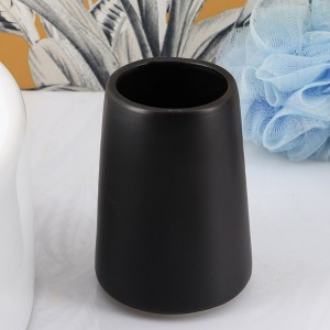 Evideco French Home Goods Elegant Stoneware Bathroom Tumbler & Toothbrush Holder - Flared Shape, 14 oz - 1 of 4