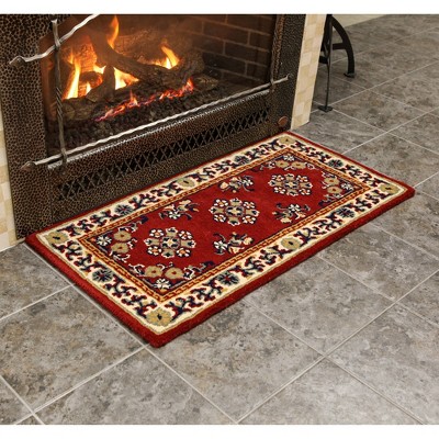 Burgundy Oriental Handmade Wool Rectangular Hearth Rug