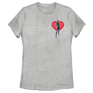Women's Marvel Black Widow Heart Pocket T-Shirt - 1 of 4