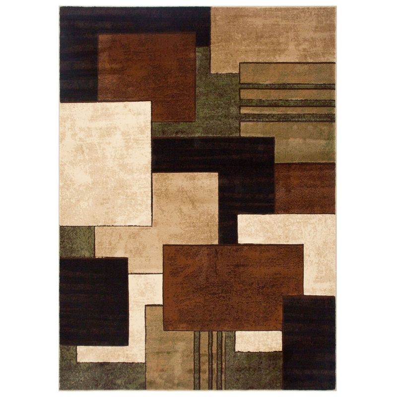 Home Dynamix Mason Contemporary Geometric Area Rug, Brown/Green, 18.9"x31.5", 1 of 3