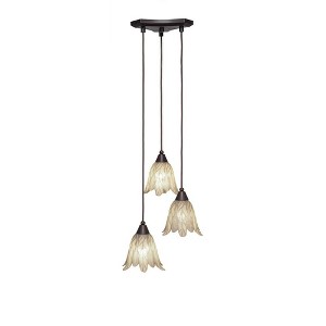 Toltec Lighting Europa 3 - Light Pendant in  Dark Granite with 7" Vanilla Leaf Shade - 1 of 1