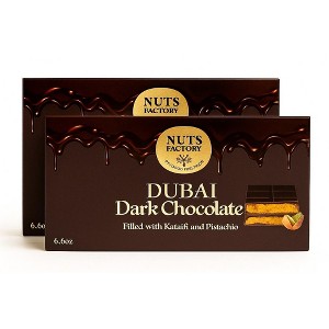 Nuts Factory Dubai Dark Chocolate and Pistachio Bar. Ranked # 1 in the World! 2 Premium Bar Packs. - 1 of 4