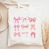 City Creek Prints Coquette Pink Bow Chart Canvas Tote Bag - 15x16 - Natural - 2 of 2