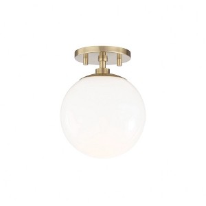 Mitzi Stella 1 - Light Semi-Flush Mount in  Aged Brass White Shade - 1 of 4