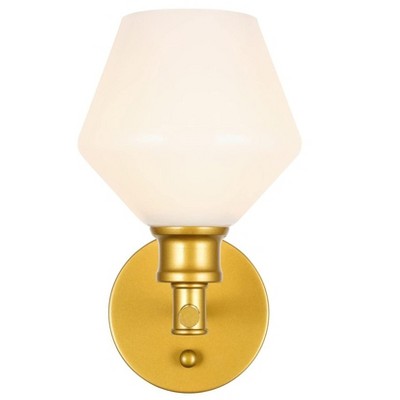 Gene Brass and Frosted White Glass Dimmable Sconce