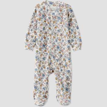 Little Planet by Carter's Organic Baby Girls' Floral Sleep N' Play - Green/White/Blue