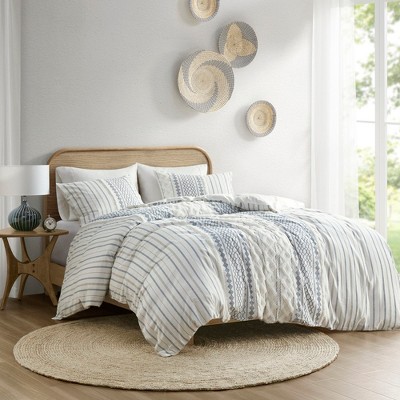 PDTEND 3-Piece Printed Duvet Cover Set with Cotton Chenille Design