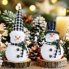2 Pack 14" Lighted Snowman Tree Buffalo Check Plaid Farmhouse Decorations - 4 of 4