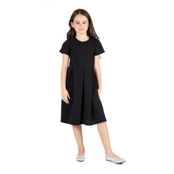24seven Comfort Apparel Girls Short Sleeve Pleated Party Dress