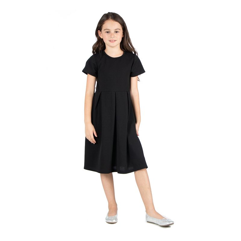 24seven Comfort Apparel Girls Short Sleeve Pleated Party Dress, 1 of 5
