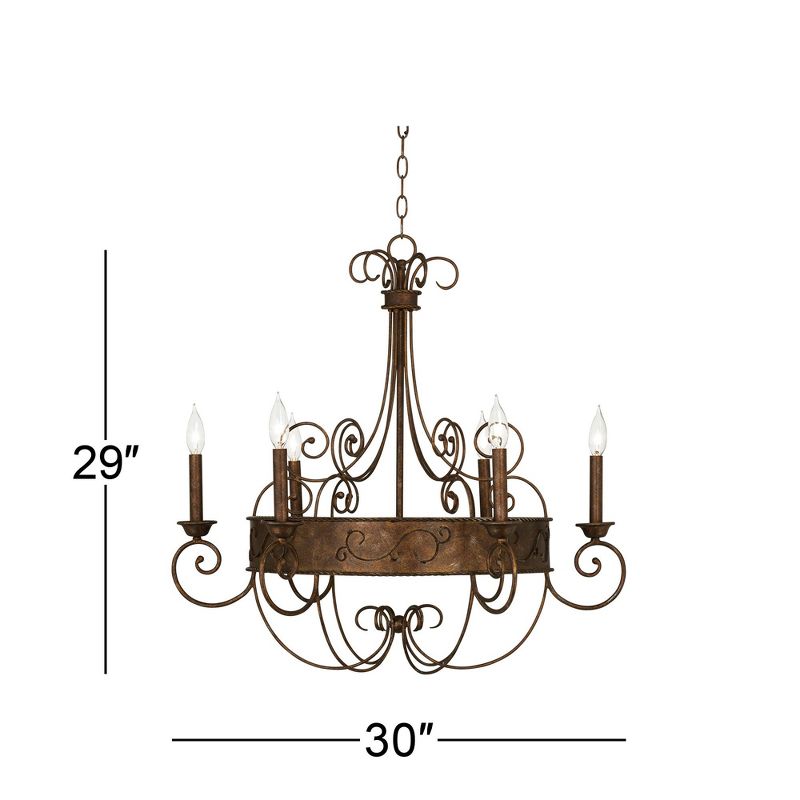 Franklin Iron Works Geralt Bronze Chandelier 30" Wide Rustic Farmhouse Candle Sleeves 6-Light Fixture for Dining Room House Kitchen Island Entryway, 4 of 10