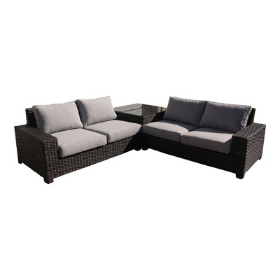 Courtyard Casual St Lucia 3 pc Sectional Set  Includes:  One Left and One Right Sectional Loveseats, and One Corner End Table