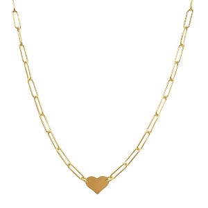 Adornia 14k Gold Plated Heart Necklace with Paperclip Chain - 1 of 3