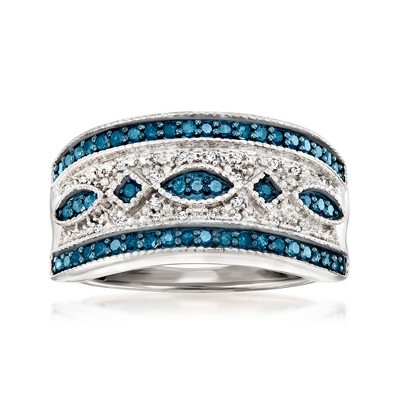Ross-Simons 0.50 ct. t.w. Blue and White Diamond Ring in Sterling Silver