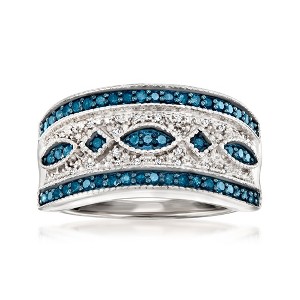 Ross-Simons 0.50 ct. t.w. Blue and White Diamond Ring in Sterling Silver - 1 of 4