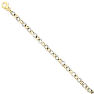 Black Bow Jewelry 14k White and Yellow Gold, 6.5mm Fancy Cable Chain Bracelet - 8.5 Inch - 1 of 3
