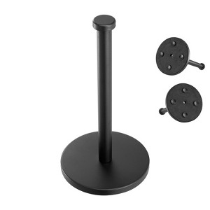 VEVOR Paper Towel Holder Countertop, Stainless Steel Kitchen Paper Towel Stand with Weighted Base and Suction Cups, Black - 1 of 4