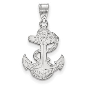 Black Bow Jewelry 10k White Gold Navy Midshipmen NCAA Large Pendant - 1 of 3