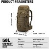 50L Hiking Backpack,Backpacking Backpack with Rain Cover for Hiking,Backpacking,Rucking,Camping,Survival - 3 of 4