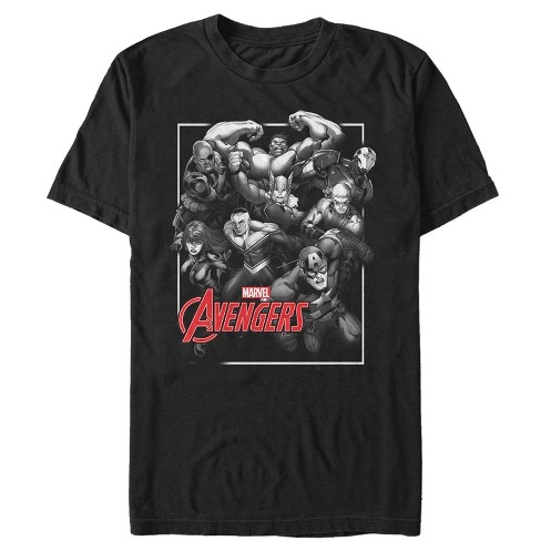 Men's Marvel Marvel Gray Gray Grayscale Avengers T-Shirt - Black - Small