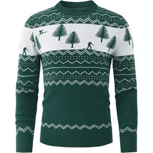 Mens Pullover Sweater Crew Neck Snowboard Pattern Christmas Sweater for Holiday Season Everyday Sweater - 1 of 4